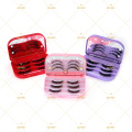 5D Silk Lashes With Clear Acrylic Own Logo 3 Pairs Eyelash Storage Case With LED Light Rectangle Branding Packaging 5DS